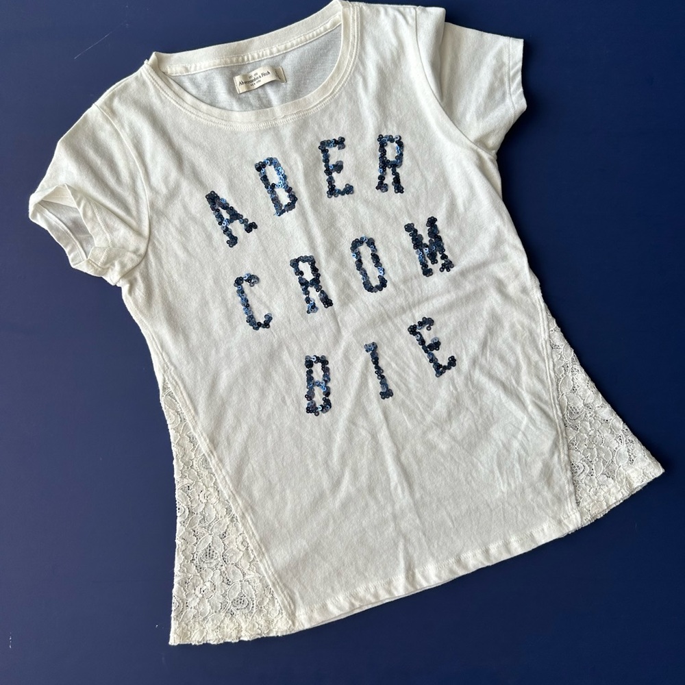 Abercrombie & Fitch White Shirt w/ Sequined Logo